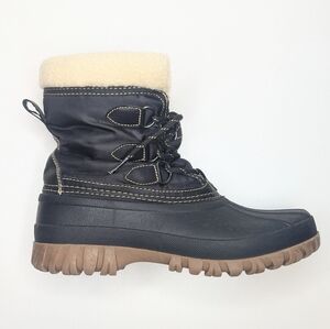 Storm By Cougar Winter Boots Cassady Black Cream Faux Shearling Lace Up Size 8